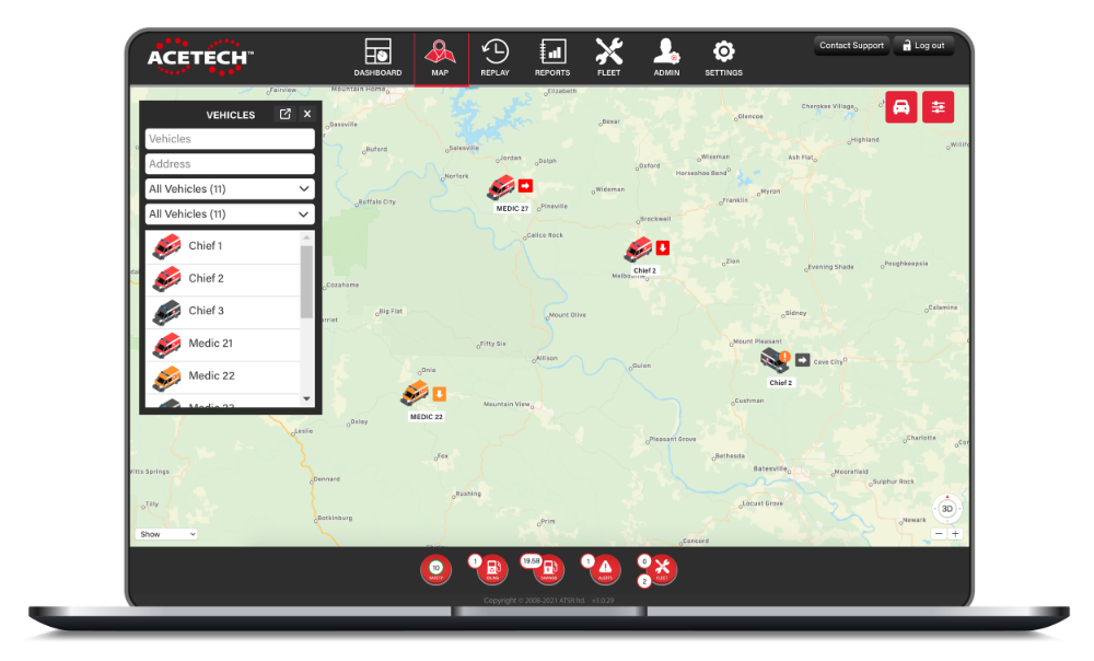 Acetech Dashboard - Emergency Vehicle Fleet Management And Solutions
